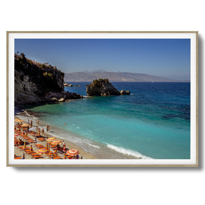 Turquoise Beach Cove Scene Framed Art