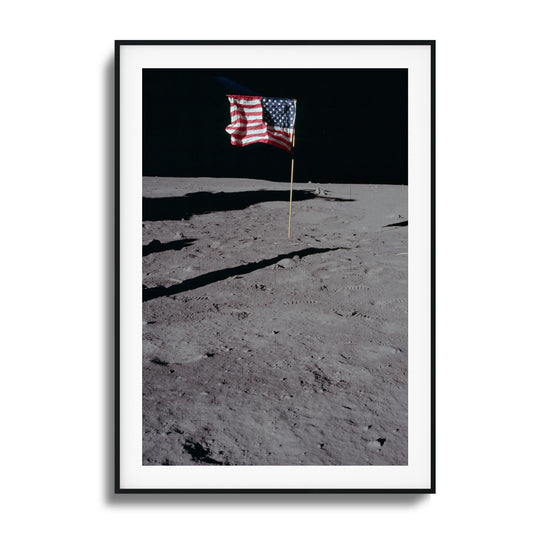 US Flag on the Moon Framed Art