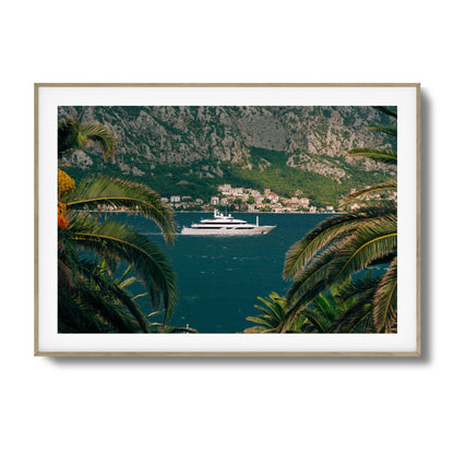 Yacht in Coastal Bay Framed Art