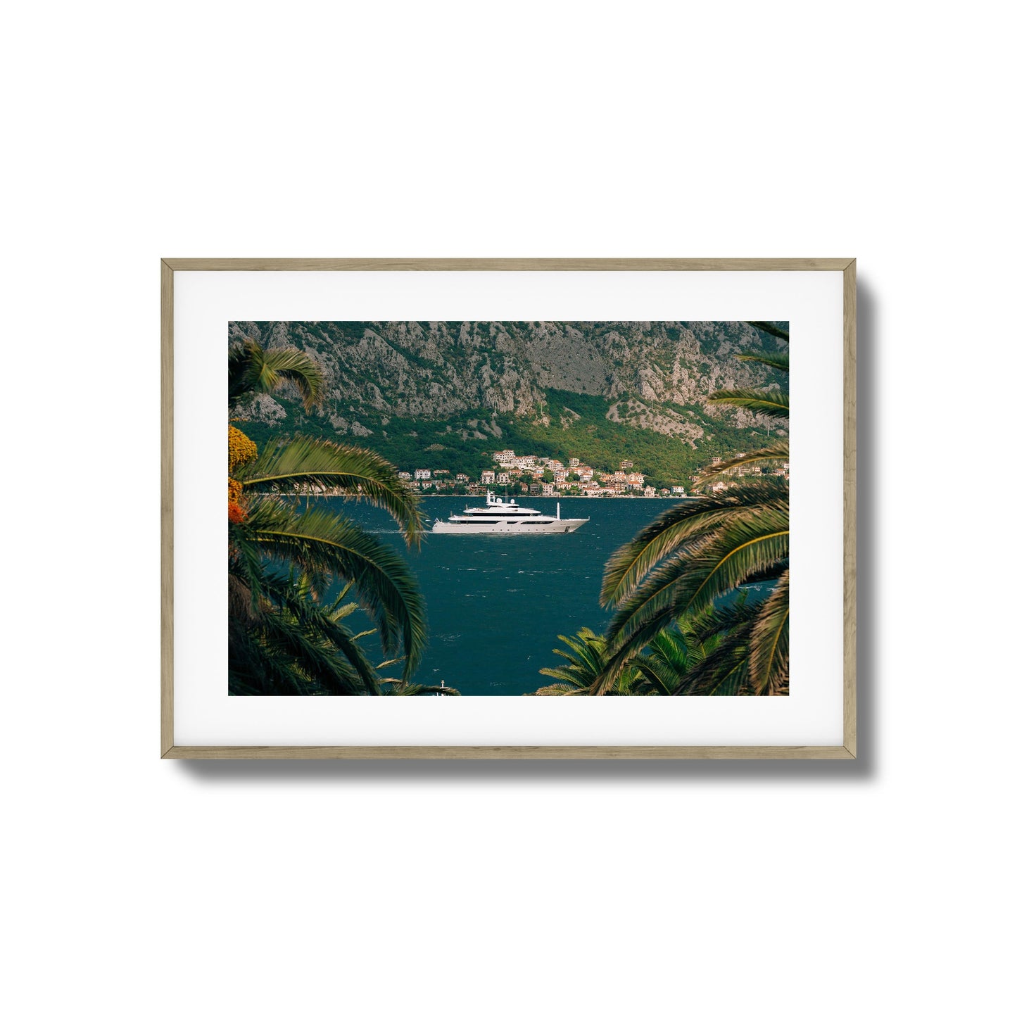Yacht in Coastal Bay Framed Art
