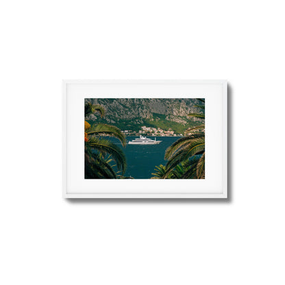 Yacht in Coastal Bay Framed Art