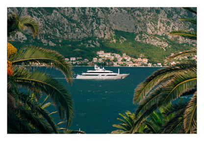 Yacht in Coastal Bay Framed Art